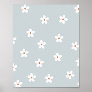 Daisy Flowers Blue Poster