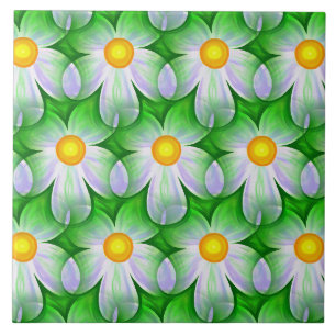 daisy flowers ceramic tile
