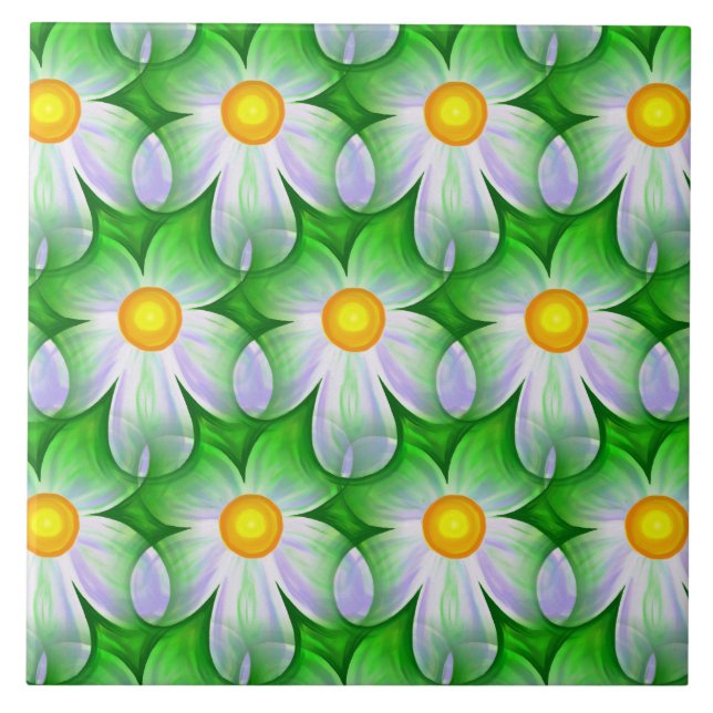 daisy flowers ceramic tile (Front)