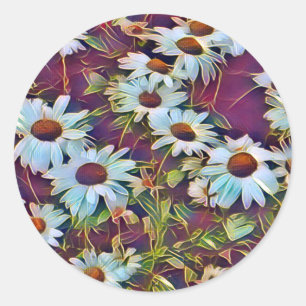DAISY FLOWERS CLASSIC ROUND STICKER