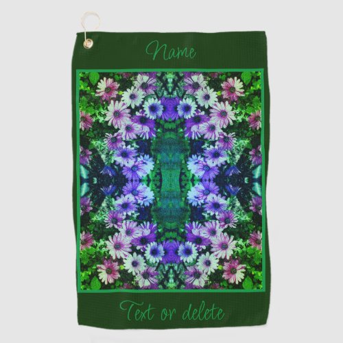 Daisy Flowers Colorful Abstract Personalized Golf Towel
