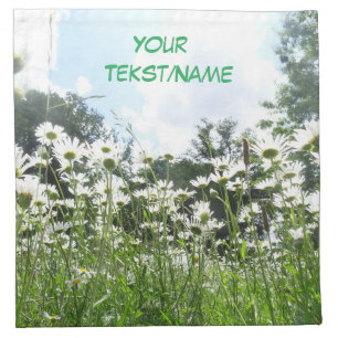 Daisy Flowers Cust. Text Cloth Napkins