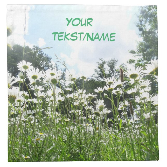 Daisy Flowers Cust. Text Cloth Napkins (Front)