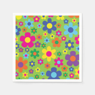 Daisy Flowers Cute Colorful 1st Birthday Party Napkins