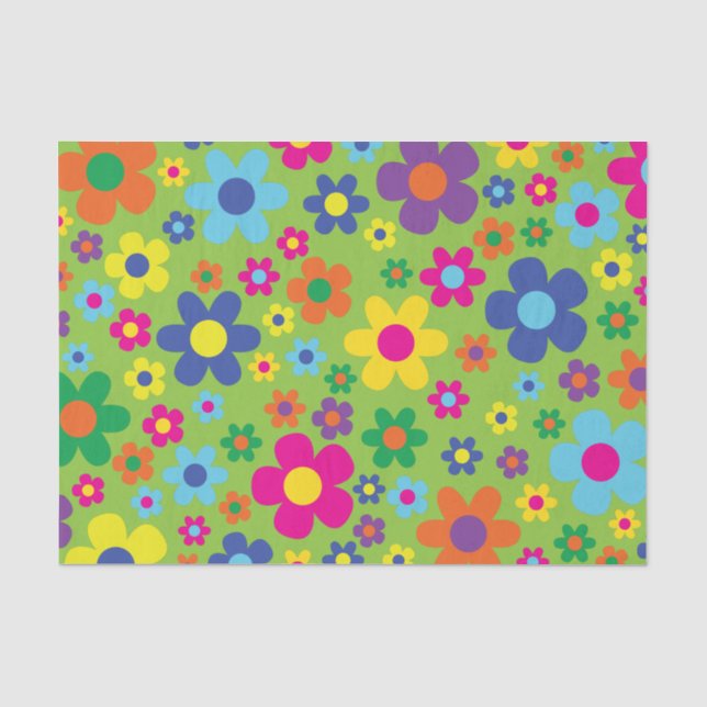Daisy Flowers Cute Colorful 1st Birthday Party Tissue Paper (Front)