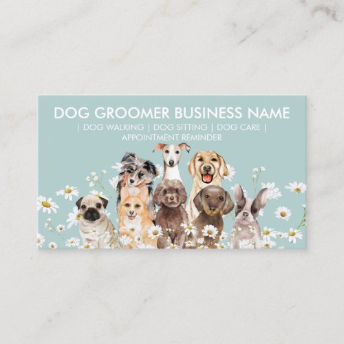 Daisy Flowers Dog Groom Sitter Walker Appointment Business Card