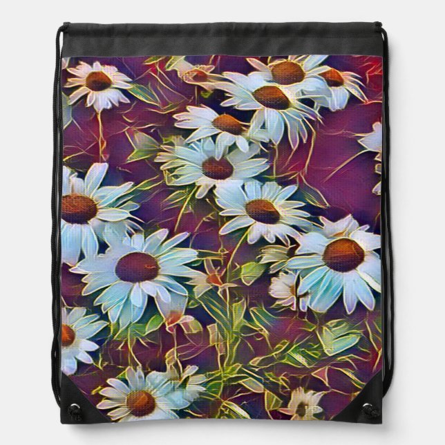 DAISY FLOWERS  DRAWSTRING BAG (Front)