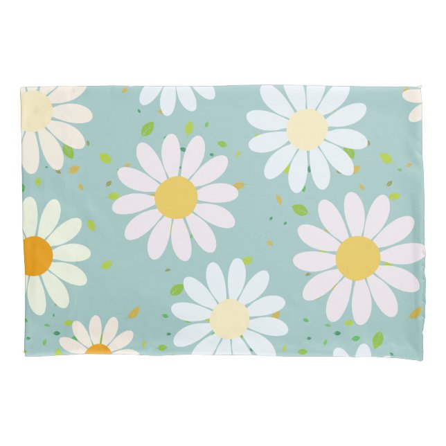 Daisy Flowers Floral Pattern Girly rainbow pastel Pillow Case (Front)