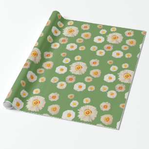 Daisy Flowers Glossy Wrapping Paper