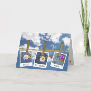 Daisy Flowers in Blue Jean Pockets Photos Card