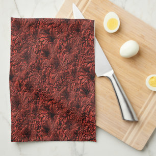 Daisy Flowers In Burgundy Nature Pattern      Kitchen Towel