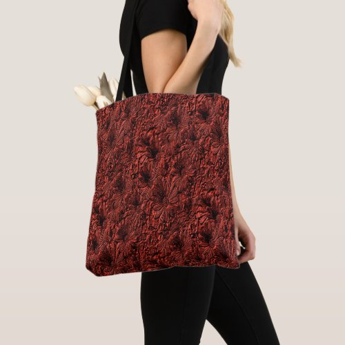 Daisy Flowers In Burgundy Nature Pattern     Tote Bag
