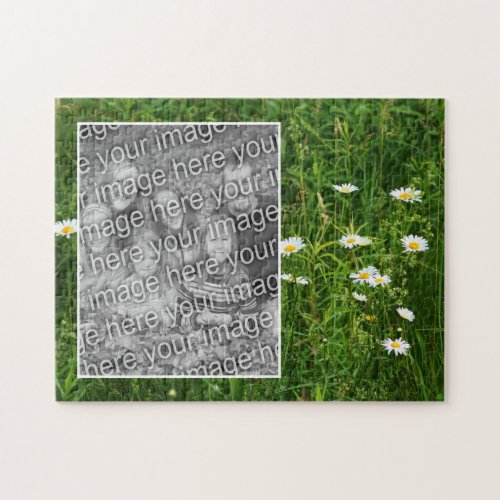 Daisy Flowers In Field Add Your Photo Jigsaw Puzzle