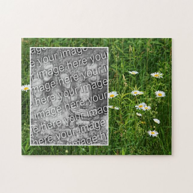 Daisy Flowers In Field Add Your Photo Jigsaw Puzzle (Horizontal)