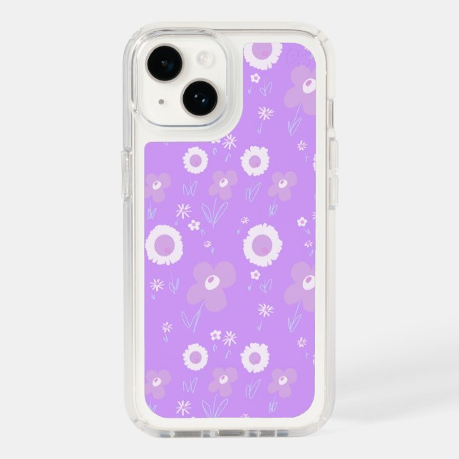 Daisy Flowers Lilac White On Lilac Speck iPhone Case (Front)