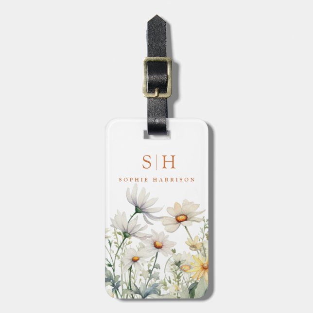Daisy Flowers Luggage Tags (Front Vertical)