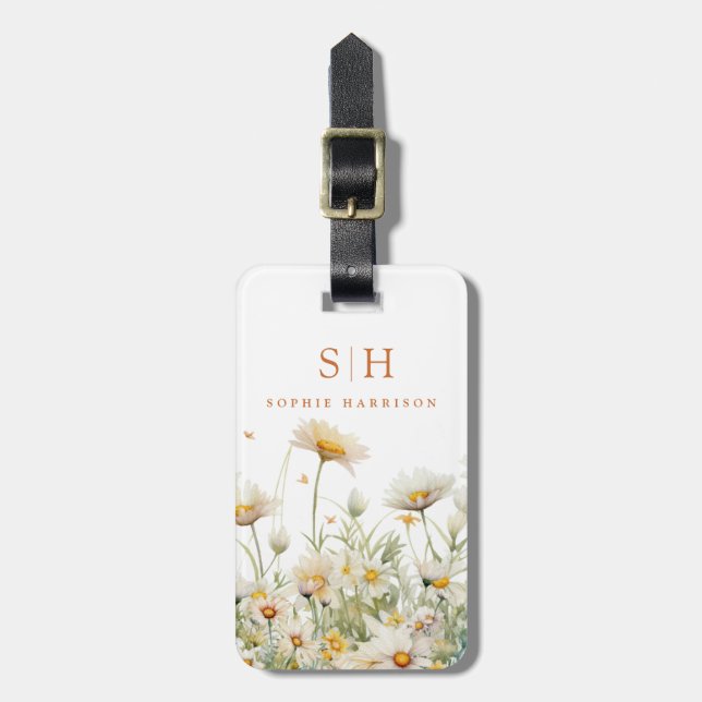 Daisy Flowers Luggage Tags (Front Vertical)