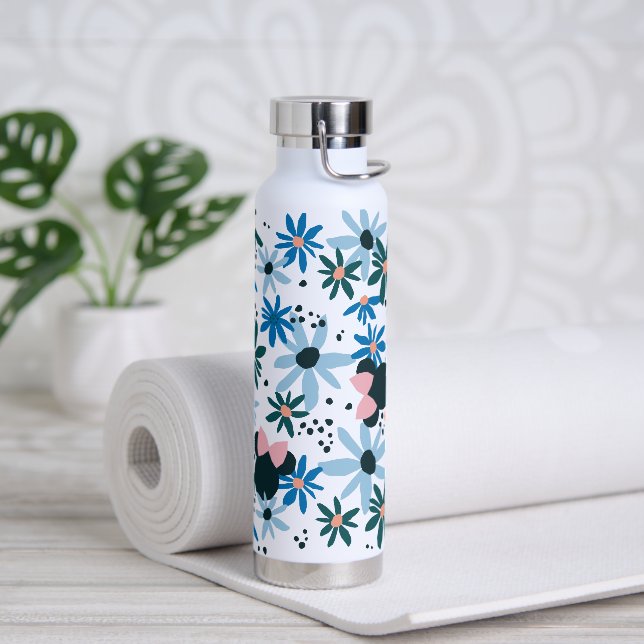 Daisy Flowers Minnie Mouse Logo Pattern Water Bottle (Yoga)
