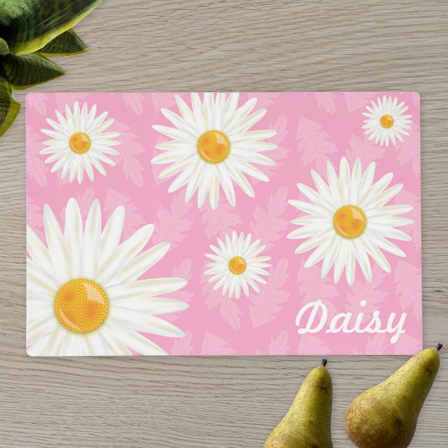 Daisy Flowers On Pink With Personalized Name Placemat (Creator Uploaded)