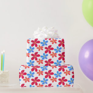 Daisy Flowers On White Wrapping Paper