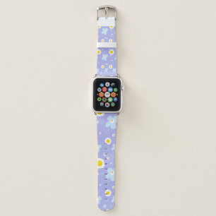 Daisy Flowers Pastel Blue White On Lavender Apple Watch Band