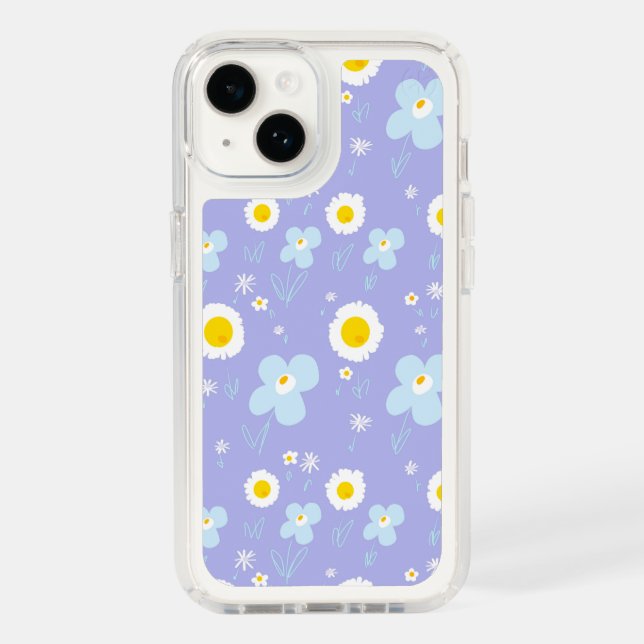 Daisy Flowers Pastel Blue White On Lavender  Speck iPhone Case (Front)