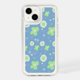 Daisy Flowers Pastel Green White On Pastel Blue Speck iPhone 14 Case