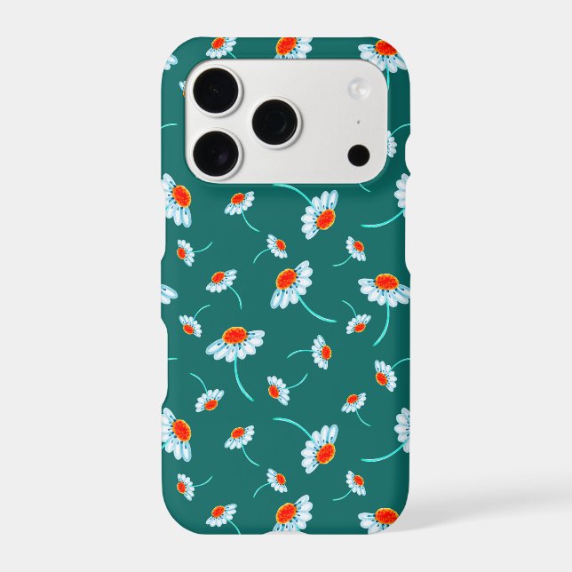 Daisy Flowers Pattern-Jade Green Iphone Case (Back)