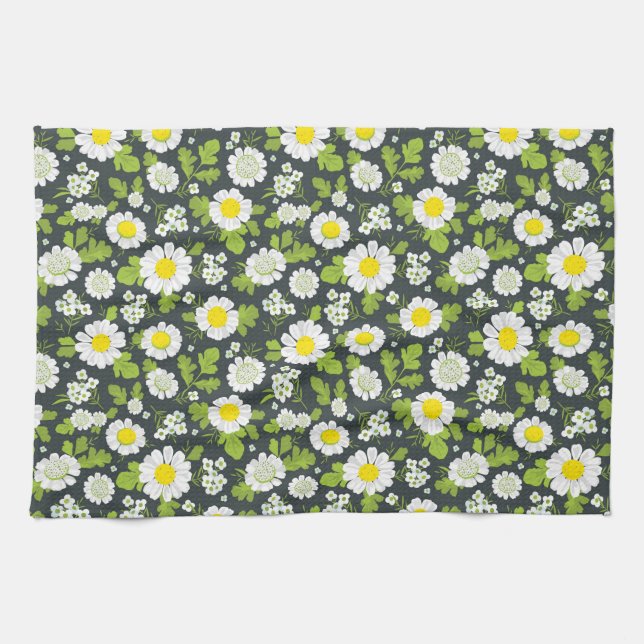 Daisy Flowers Pattern Kitchen Towel (Horizontal)