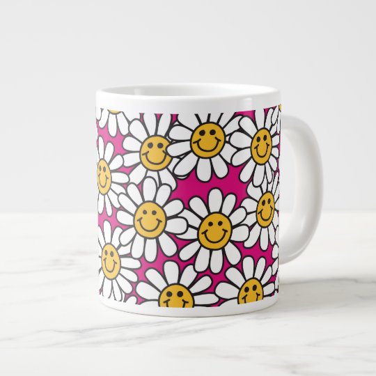 Daisy Flowers Pattern Pink Yellow Large Coffee Mug 4568