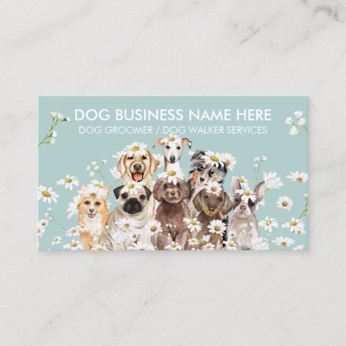 Daisy Flowers Pet Sitter Walker dog petcare Business Card