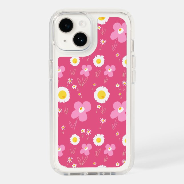 Daisy Flowers Pink White On Pink Speck iPhone Case (Front)