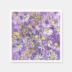 Daisy Flowers Polka Dot Summer Flowers Floral Art Napkins