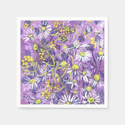 Daisy Flowers Polka Dot Summer Flowers Floral Art Napkins