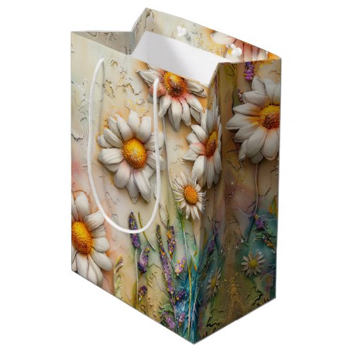 Daisy Flowers Pretty Wildflowers Floral Nature Art Medium Gift Bag