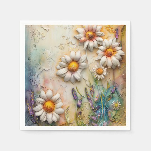 Daisy Flowers Pretty Wildflowers Floral Nature Art Napkins