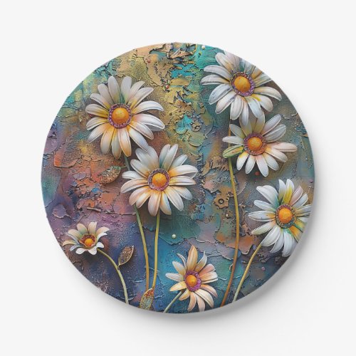 Daisy Flowers Pretty Wildflowers Floral Nature Art Paper Plates