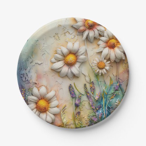 Daisy Flowers Pretty Wildflowers Floral Nature Art Paper Plates