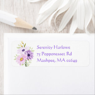 Daisy Flowers Purple Lavender Daisies Floral Label