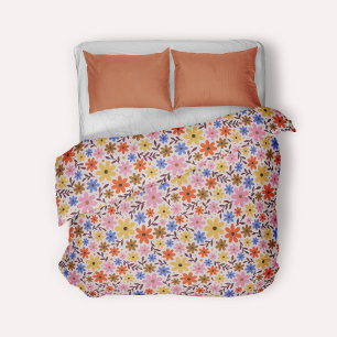 Daisy flowers - retro 60s floral pattern duvet cover