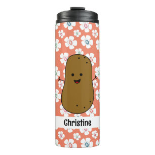 Daisy Flowers Salmon Pink Brown Potato Custom  Thermal Tumbler