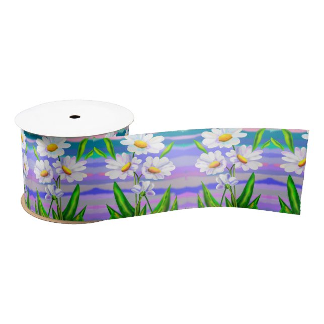 Daisy Flowers Satin Ribbon Spring Gift (Spool)