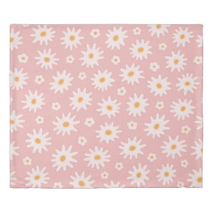 Daisy flowers seamless pattern. Floral backgrounda Duvet Cover