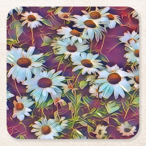 DAISY FLOWERS  SQUARE PAPER COASTER