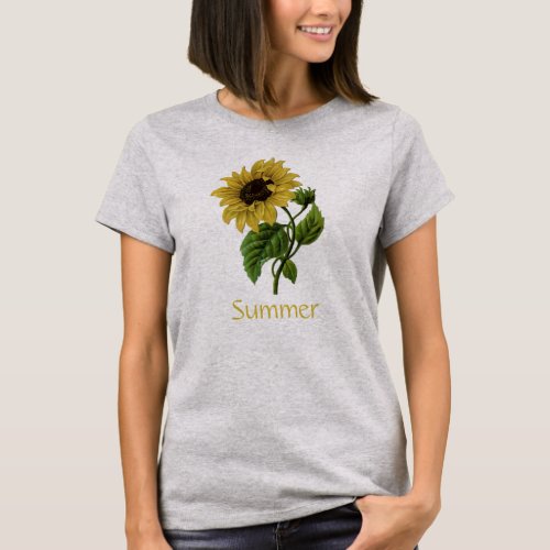 Daisy Flowers Summer Typography Word Yellow Nature T_Shirt