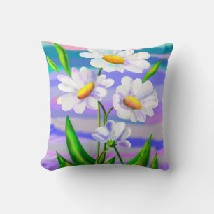 Daisy Flowers Throw Pillow
