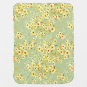 Daisy Flowers: Watercolor Dark Seamless. Baby Blanket