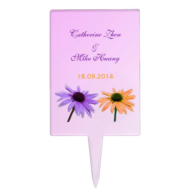 daisy flowers wedding cake pick (Front)