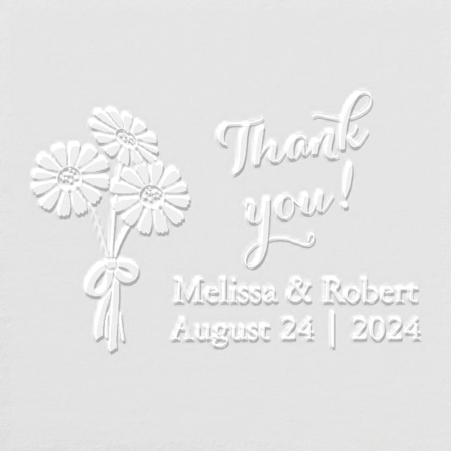 Daisy Flowers Wedding Thank You Embosser (Design)