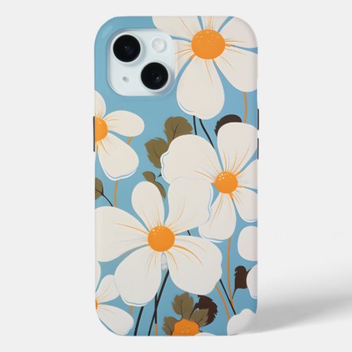 Daisy Flowers White Blue Floral Iphone Case